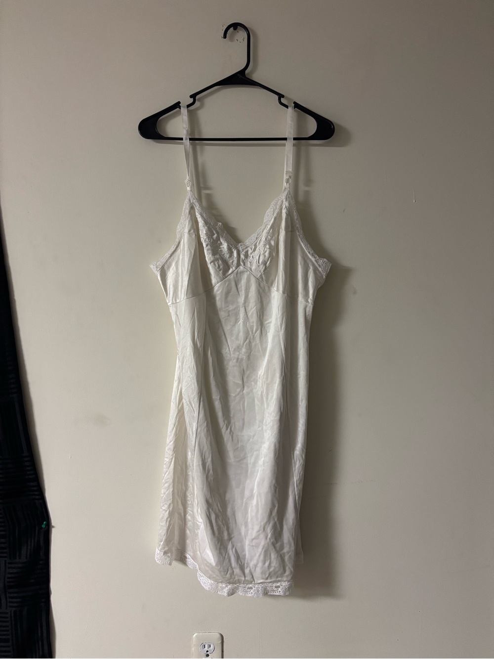 Vintage Ivory Satin Lace Slip Dress Bridal Wedding Lingerie 90s Romantic Coquett